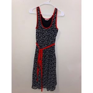 eShakti Star Print Scoop Neck Sleeveless Chiffon Midi Fit & Flare Dress Pockets